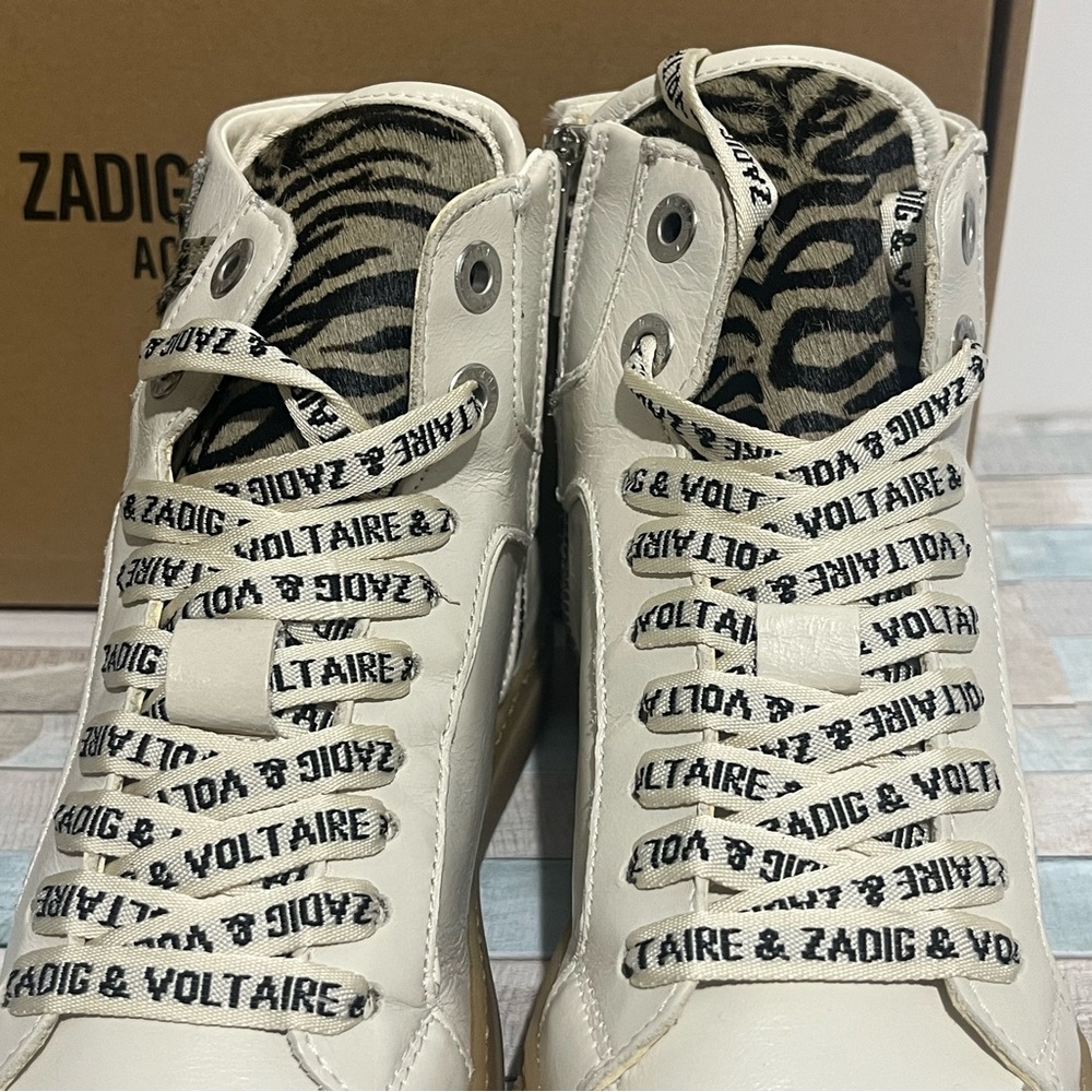 NEW Zadig & Voltaire High Flash Zebra Print Sneakers - Picture 8 of 11